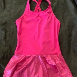 New pink one piece with built in skirt Lands End